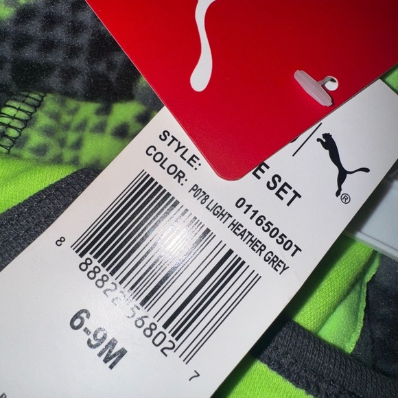 Puma Neon Green Kids Bodysuit Set 6-9M - Picture 4 of 5